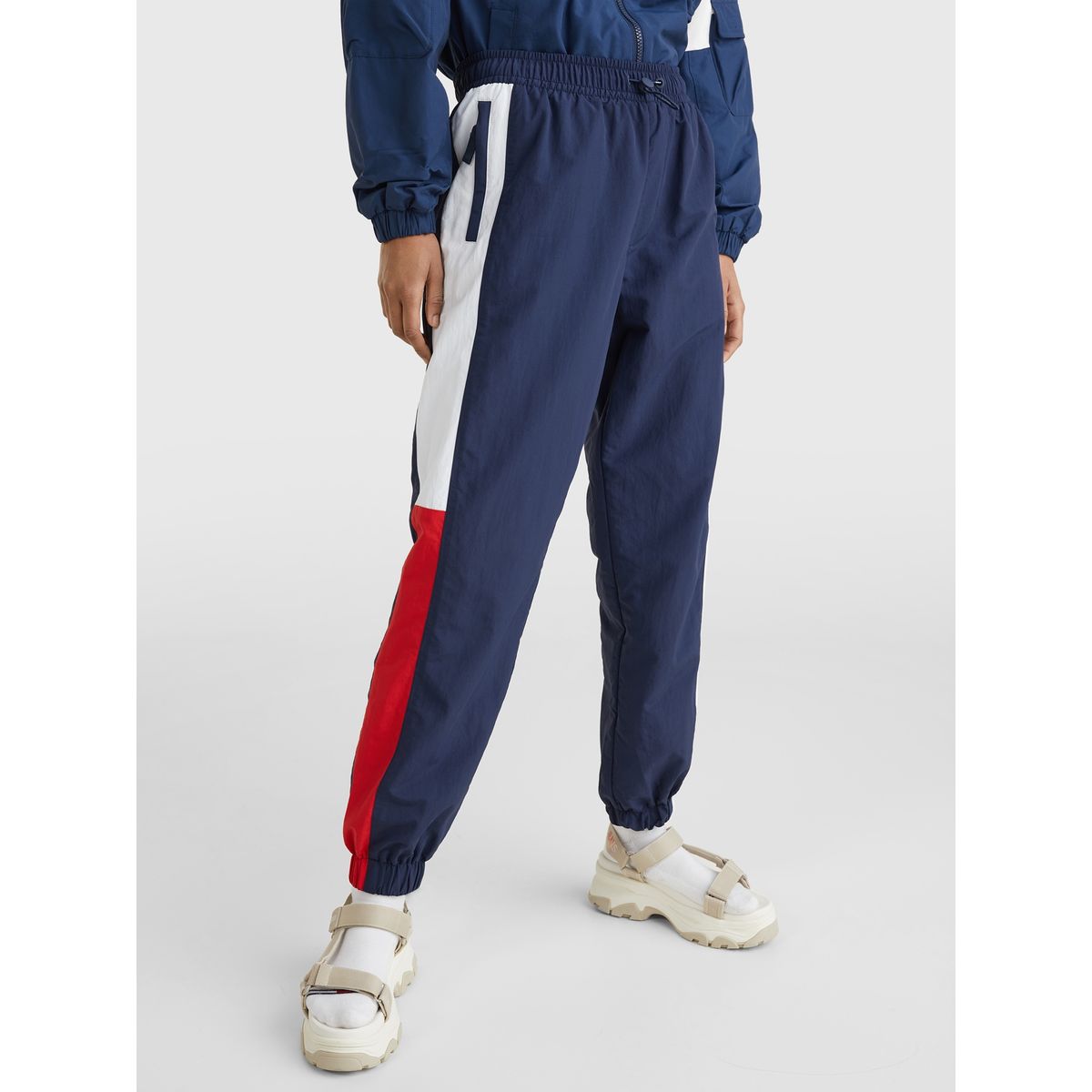 TOMMY HILFIGER - Pantalón Cortaviento Color Block Azul Tommy Jeans