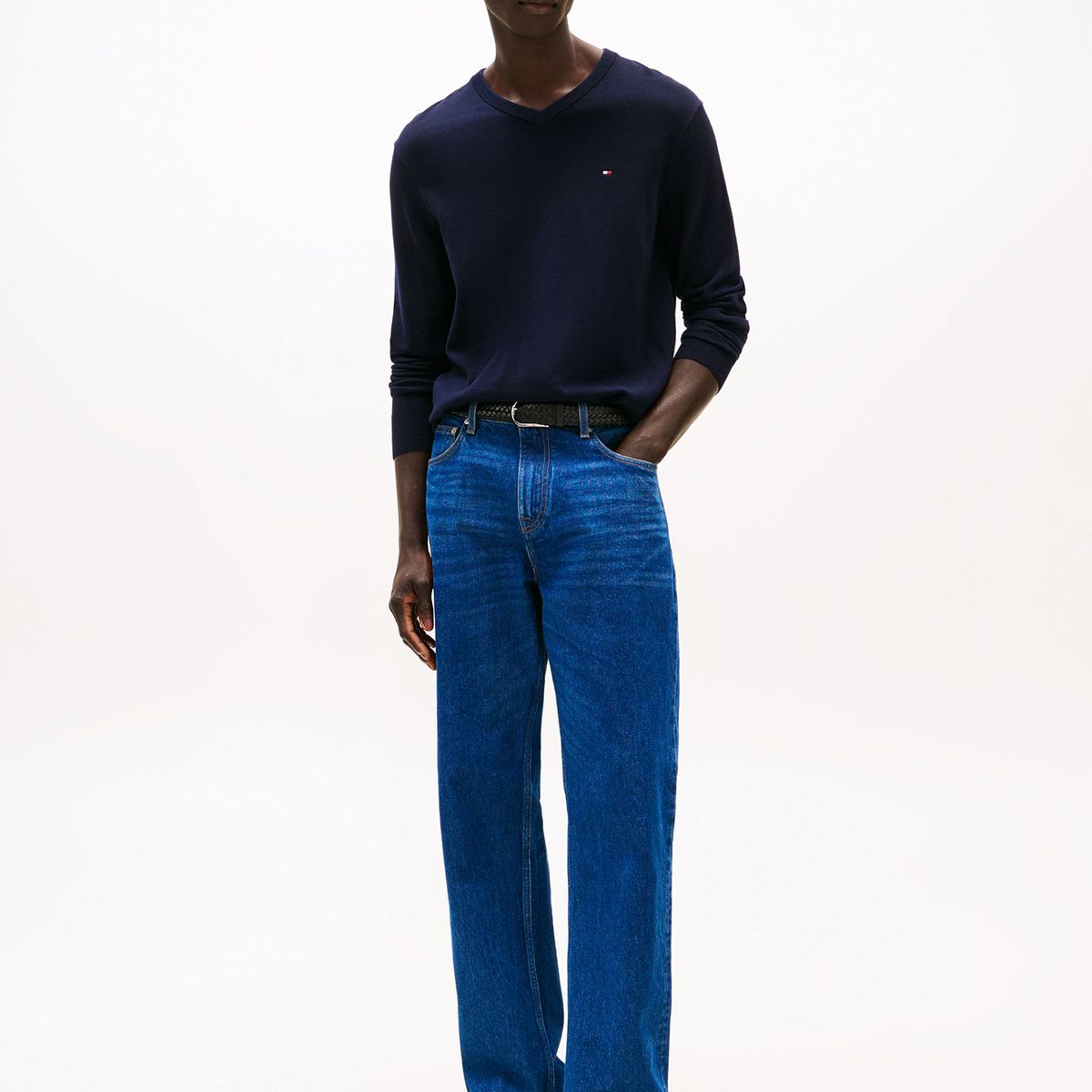 TOMMY HILFIGER - Sweater Básico Signature V-Neck Azul Tommy Hilfiger