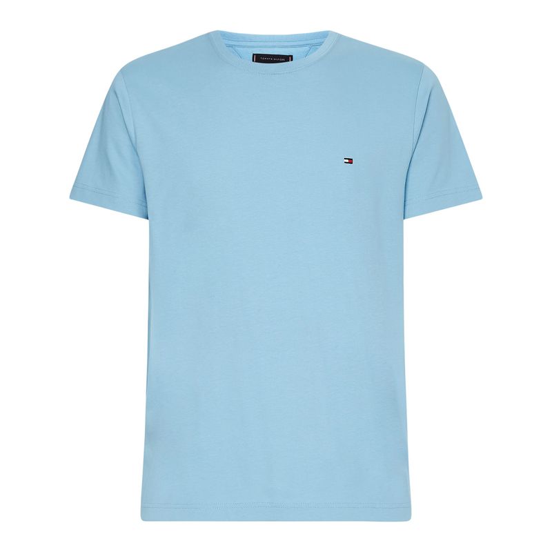 TOMMY HILFIGER - Polera Essential Cotton C-Neck Slim Fit Celeste Tommy Hilfiger