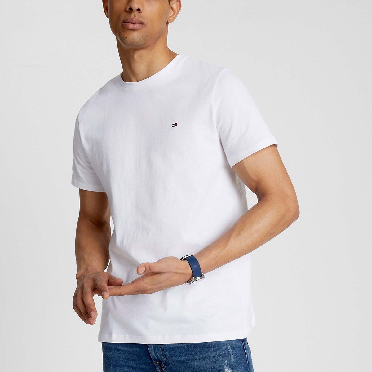 TOMMY HILFIGER - Polera Essential Cotton C-Neck Slim Fit Blanco Tommy Hilfiger
