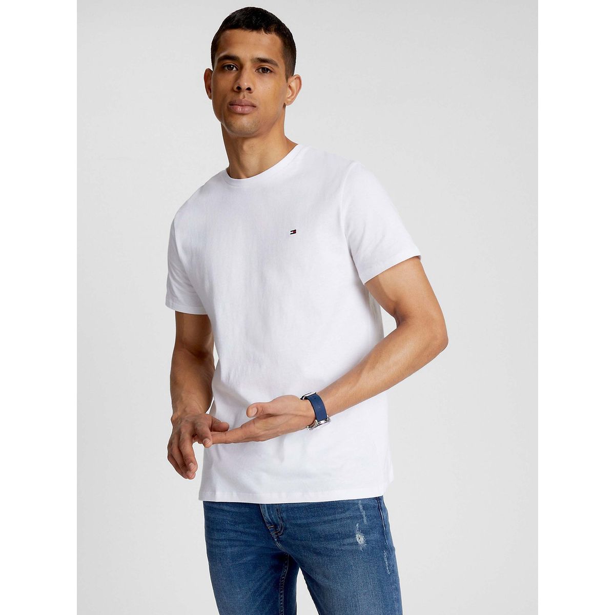 TOMMY HILFIGER - Polera Essential Cotton C-Neck Slim Fit Blanco Tommy Hilfiger