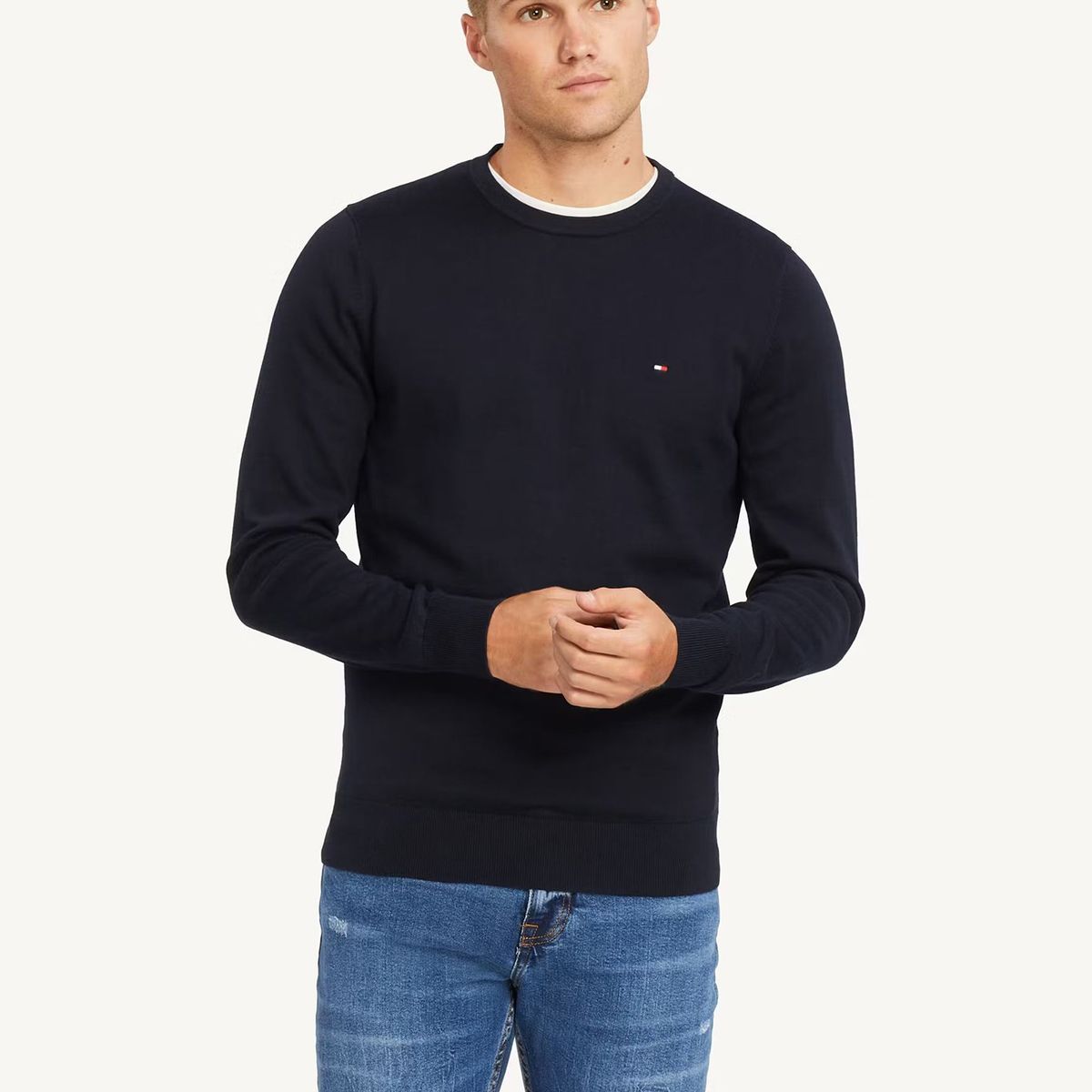 TOMMY HILFIGER - Sweater Básico Signature C-Neck Azul Tommy Hilfiger