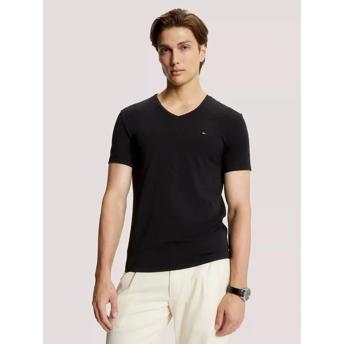 TOMMY HILFIGER - Polera Essential Cotton Hombre Slim Fit Negro Tommy Hilfiger
