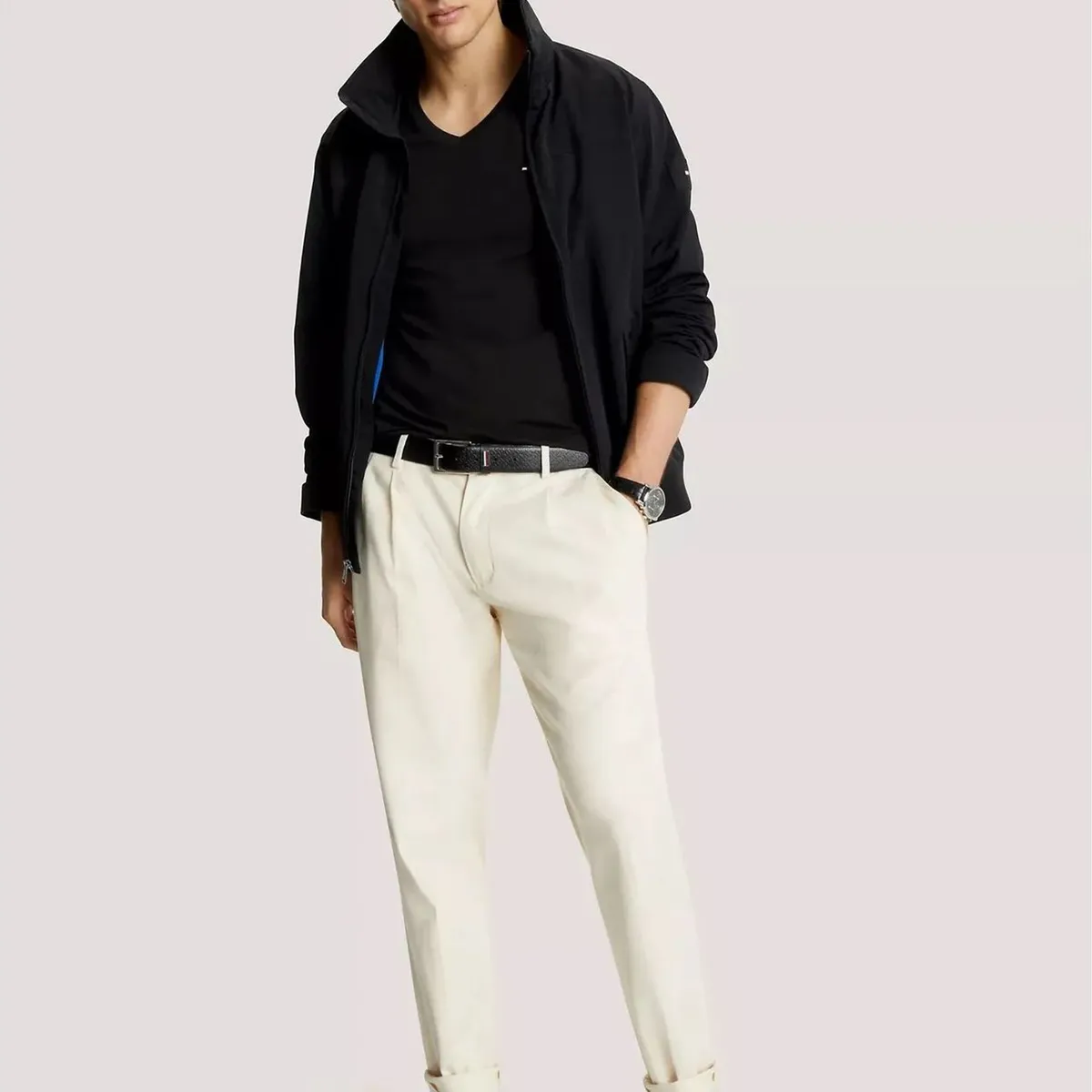 TOMMY HILFIGER - Polera Essential Cotton Hombre Slim Fit Negro Tommy Hilfiger