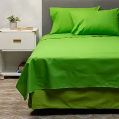 ARTHOME - Sabana + Cubrecolchón + Faldón Verde King