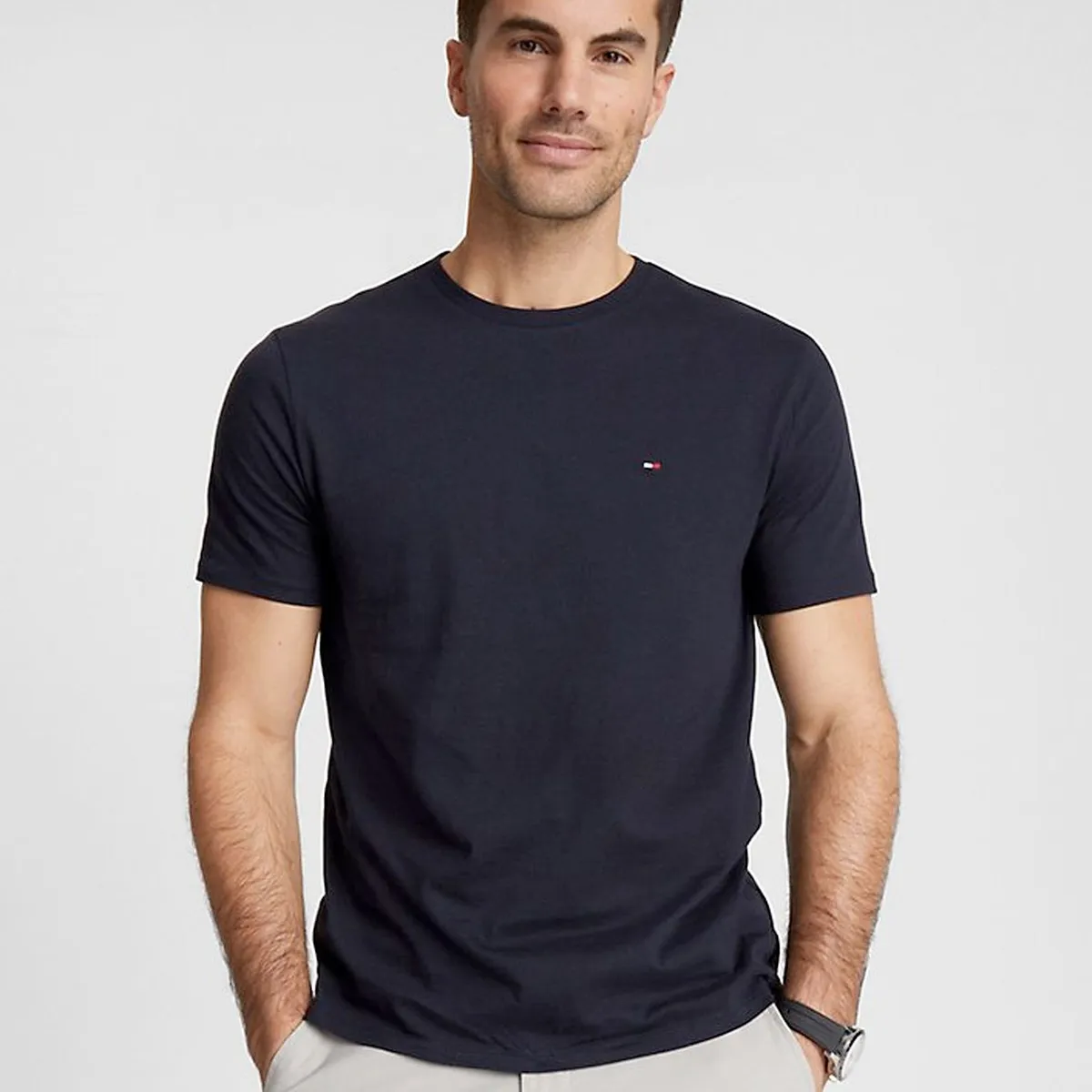 TOMMY HILFIGER - Polera Essential Cotton C-Neck Slim Fit Azul Tommy Hilfiger