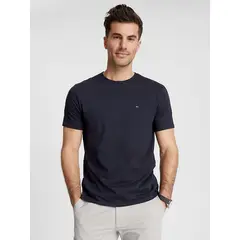 TOMMY HILFIGER - Polera Essential Cotton C-Neck Slim Fit Azul