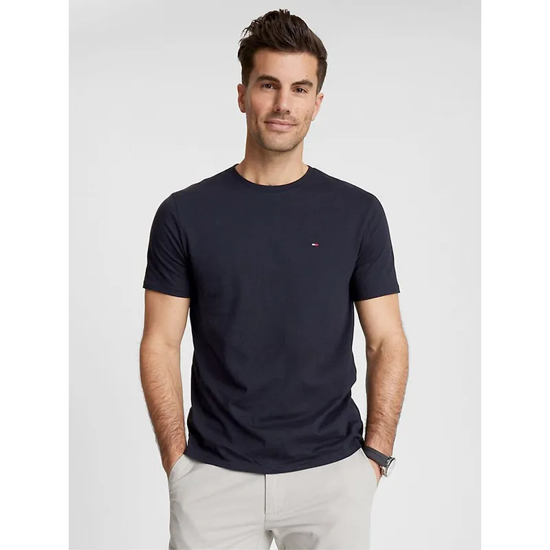 TOMMY HILFIGER - Polera Essential Cotton C-Neck Slim Fit Azul Tommy Hilfiger
