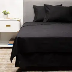ARTHOME - Sabana + Cubrecolchón + Faldón Negro 1.5 Plazas