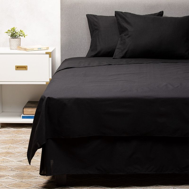 ARTHOME - Sabana + Cubrecolchón + Faldón Negro 1 Plaza
