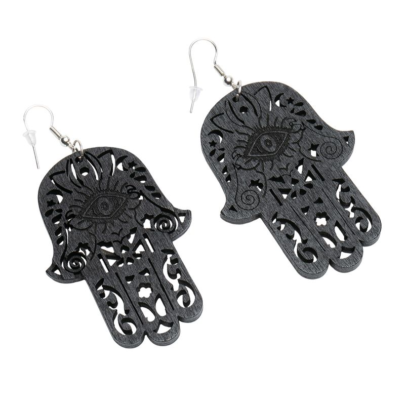 DDETALLES - Aros Mujer Pendientes Madera Mano Fatima Colgante