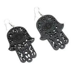 DDETALLES - Aros Mujer Pendientes Madera Mano Fatima Colgante