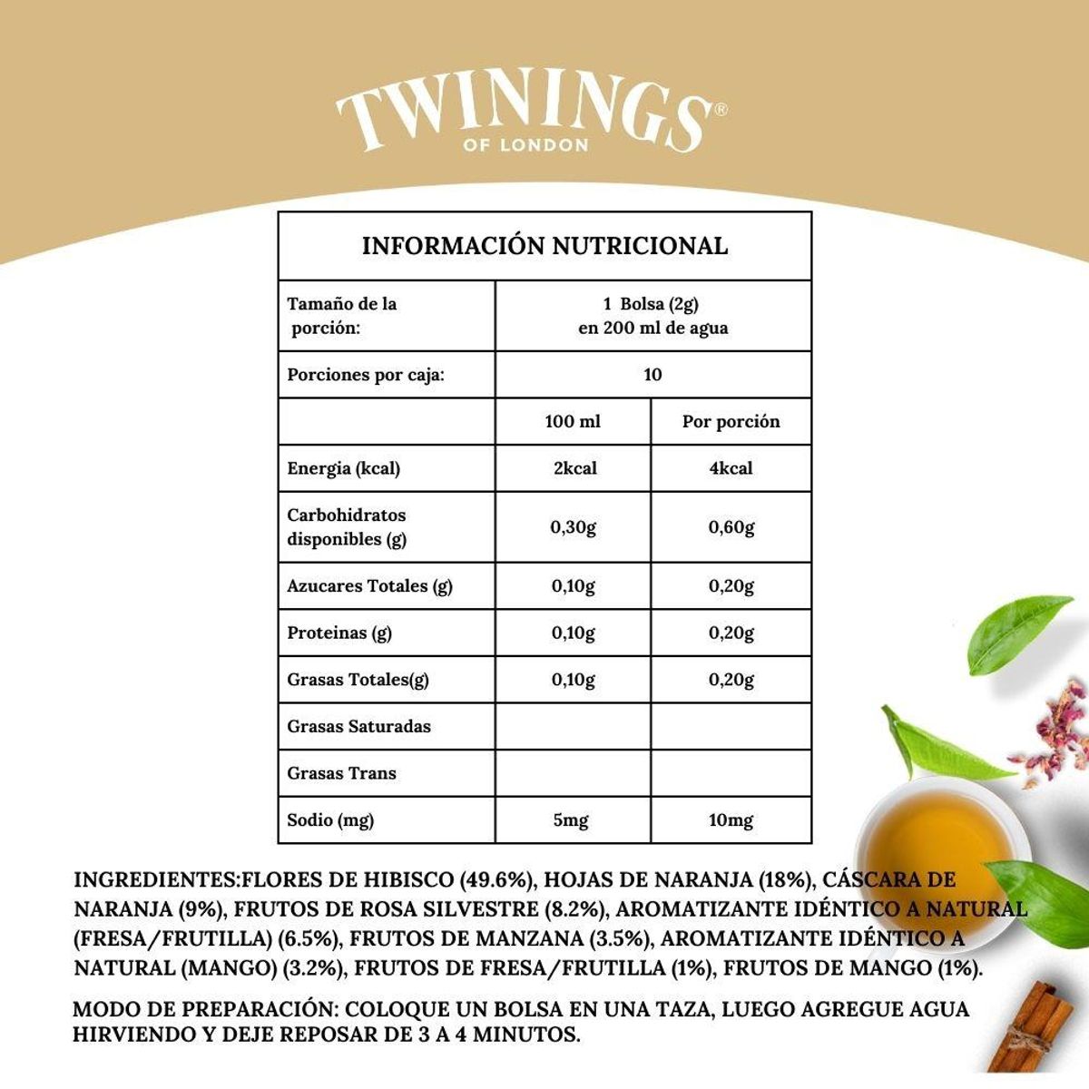 TWININGS - Twinings Té Frutilla / Mango x 10 Bolsitas TWININGS