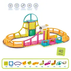 MAGNETICS - Pista de Transbordador Magnetic Tiles 40 Piezas
