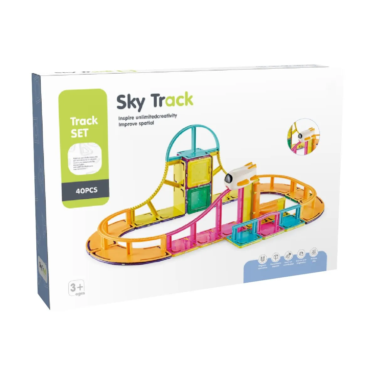 MAGNETICS - Pista de Transbordador Magnetic Tiles 40 Piezas