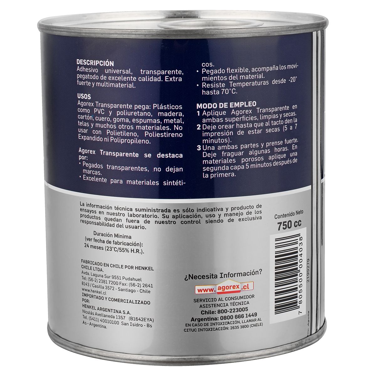 HENKEL - Pegamento Adhesivo De Contacto Transparente Agorex 750 Ml