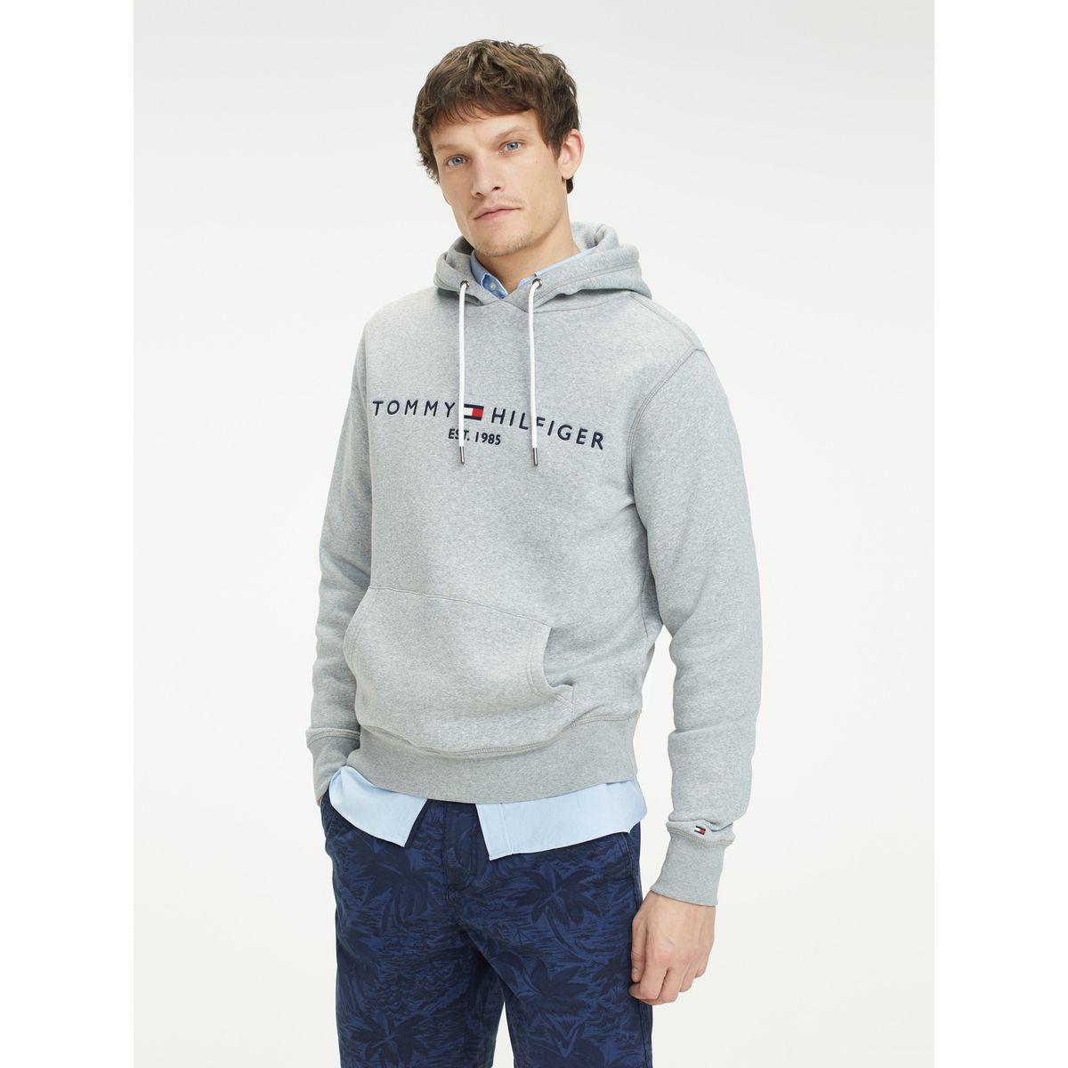 TOMMY HILFIGER - Polerón Hoodie Core Logo Gris Tommy Hilfiger
