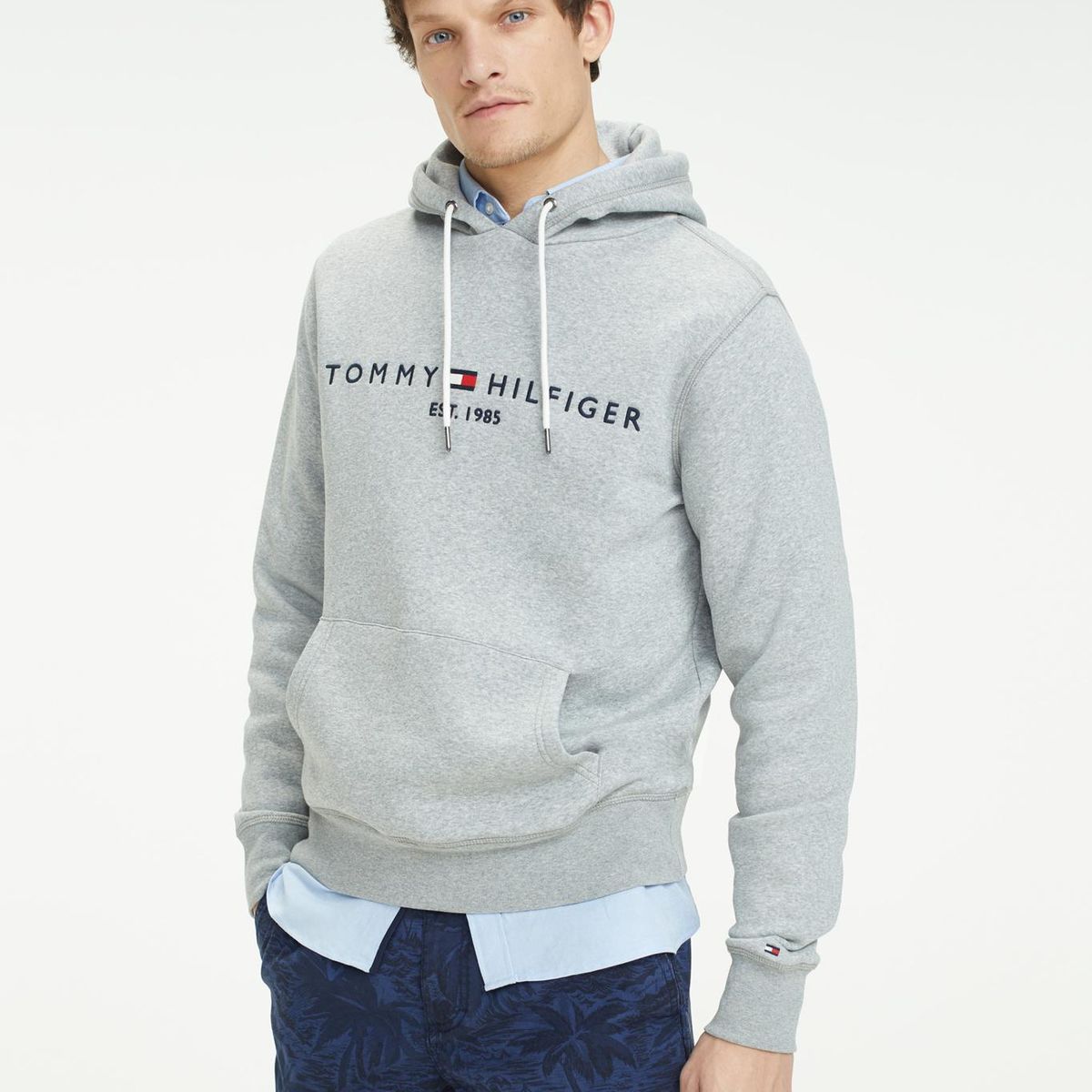 TOMMY HILFIGER - Polerón Hoodie Core Logo Gris Tommy Hilfiger