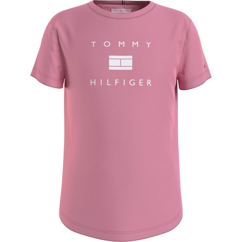 TOMMY HILFIGER - Polera De Algodón Logo Small Flag Rosa Tommy Hilfiger