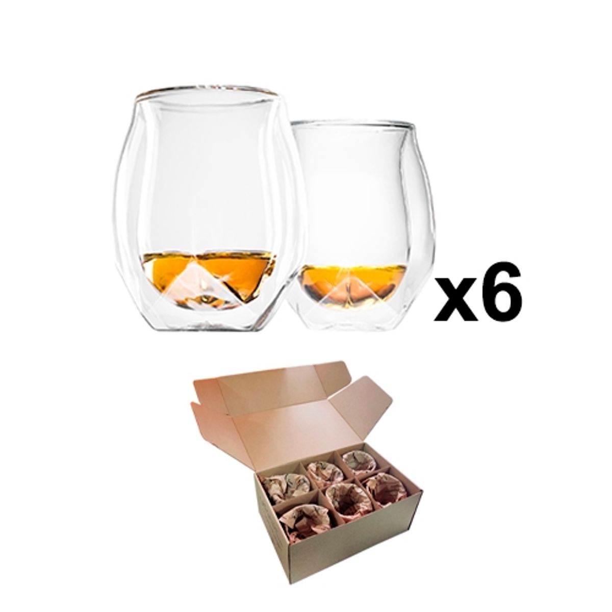 QDIGITAL - Vasos Whisky Doble Pared x6 Unidades