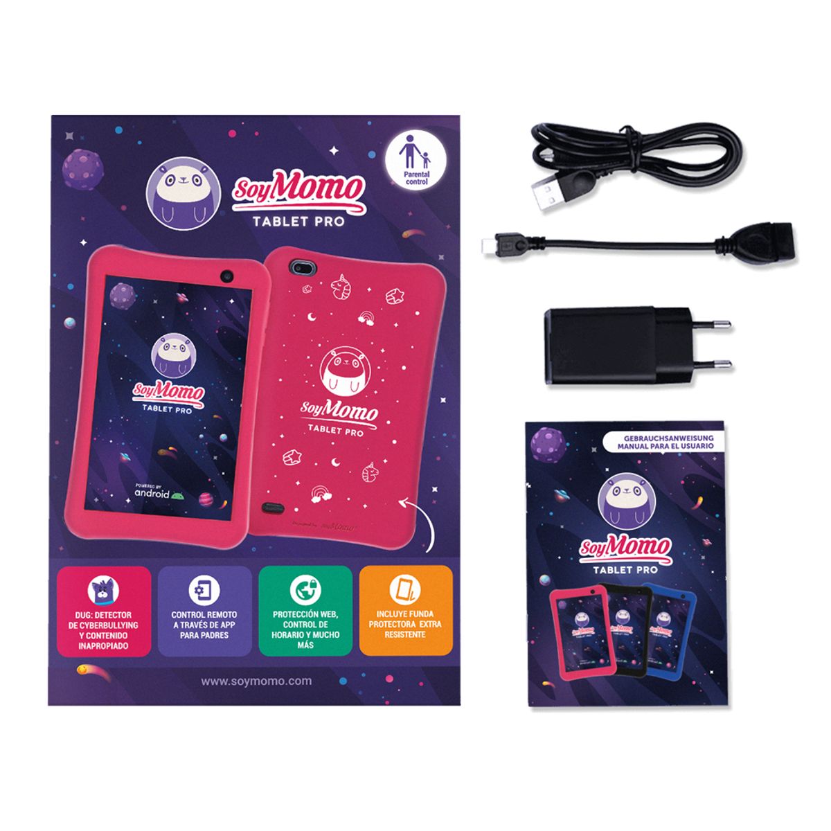 SOYMOMO - Tablet para niños y niñas Soymomo Pro 1.0 Rosa