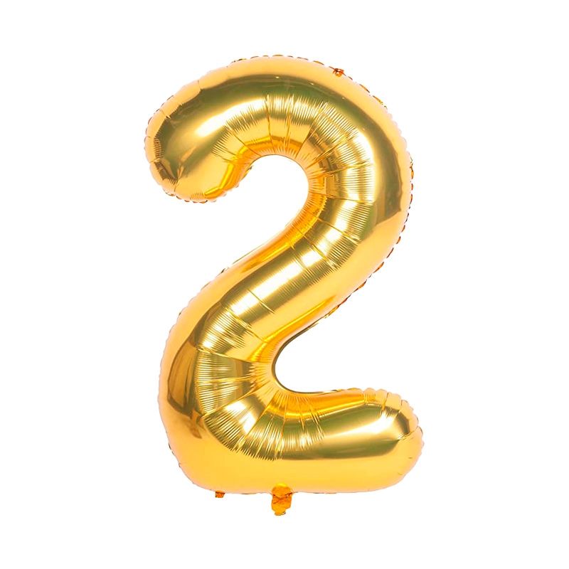 GENERICO - Globo de Numero Globo Forma Numero Grande 2 Dorado 40cm 653