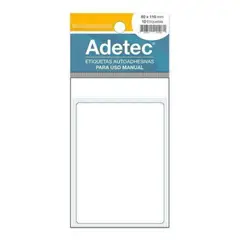 ADETEC - 10 Etiquetas Manual Rectangular Blanca 80x110 mm