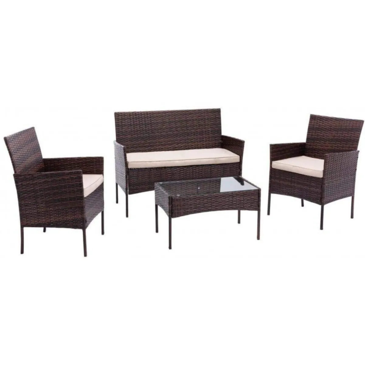 SPACE HOME - Juego de terraza rattan con mesa café 4 piezas