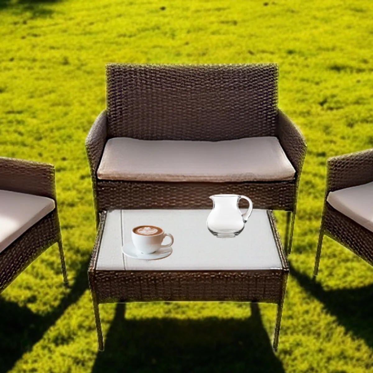 SPACE HOME - Juego terraza Woven living  de rattan cafe