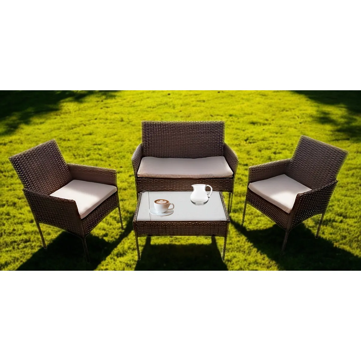 SPACE HOME - Juego terraza Woven living  de rattan cafe