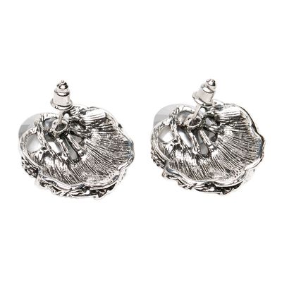 Imagen 2 del producto Aros Mujer Cadenas Plateado Piedra Negra