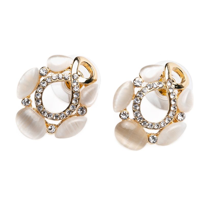 DDETALLES - Aros Mujer Pendientes Colgante Infinito Dorado Brillantes