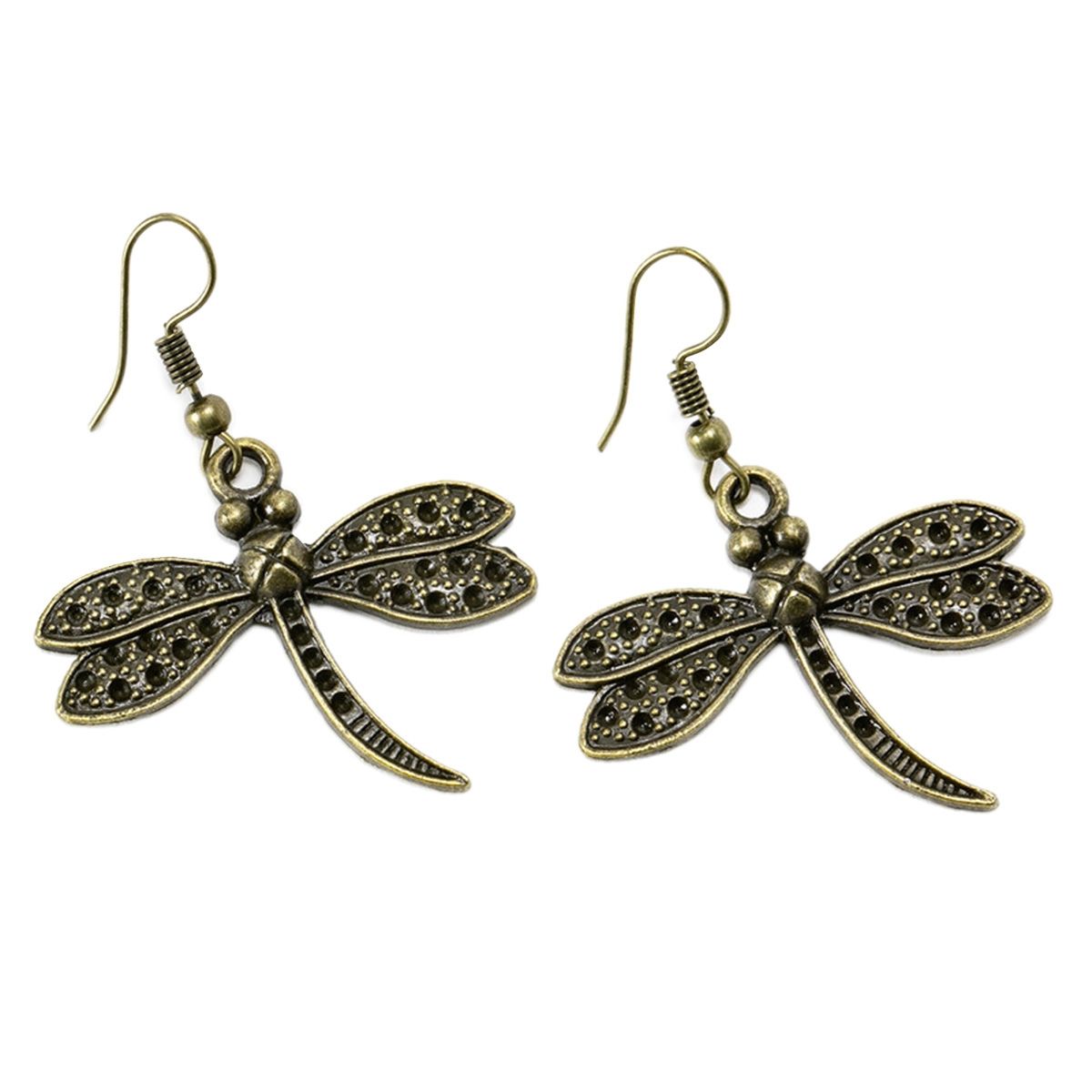 DDETALLES - Aretes Aros Colgantes Mujer Libélulas Bronce