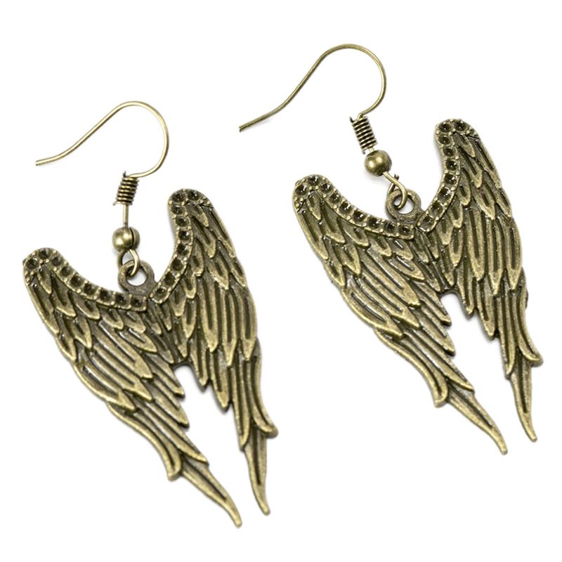 DDETALLES - Aros de Mujer Alas Colgantes Bronce Envejecido