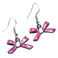 Aros de Mujer Colgantes Pendientes Lazo color Rosa