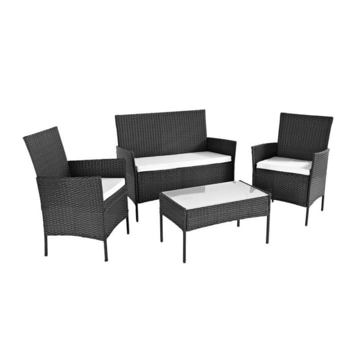 SPACE HOME - terraza para jardin rattan con mesa negro 4 piezas