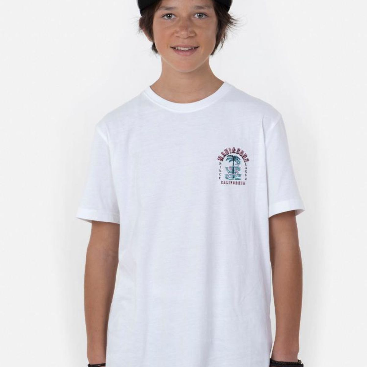 MAUI AND SONS - Polera SNAKE & PALM Juvenil Blanco Maui and Sons