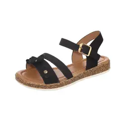 VIA FRANCA - Sandalia Casual Para Niña Color Negro