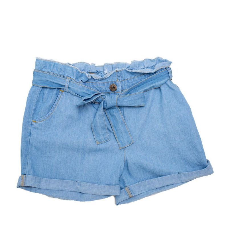 PILLIN - Short Con Lazo Algodón Verano Niña Celeste PILLIN
