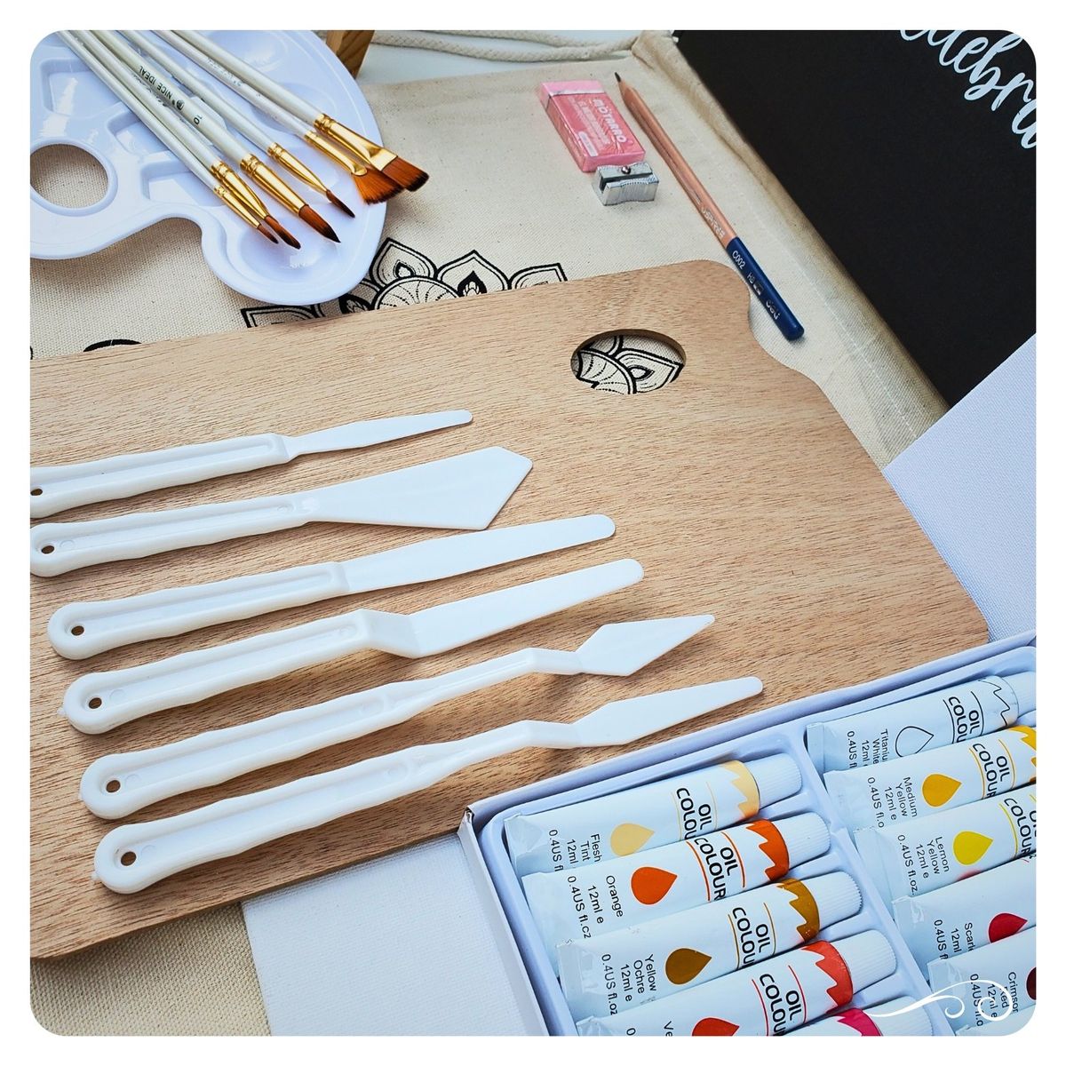 GENERICO - Set de Arte pintura óleos Kit de Arte 45 piezas 24 Colores