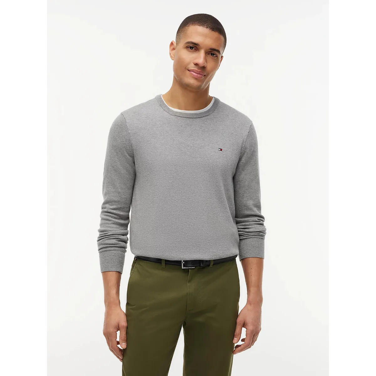 TOMMY HILFIGER - Sweater Básico Signature C-Neck Gris Tommy Hilfiger