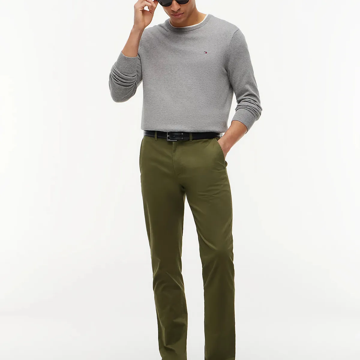 TOMMY HILFIGER - Sweater Básico Signature C-Neck Gris Tommy Hilfiger