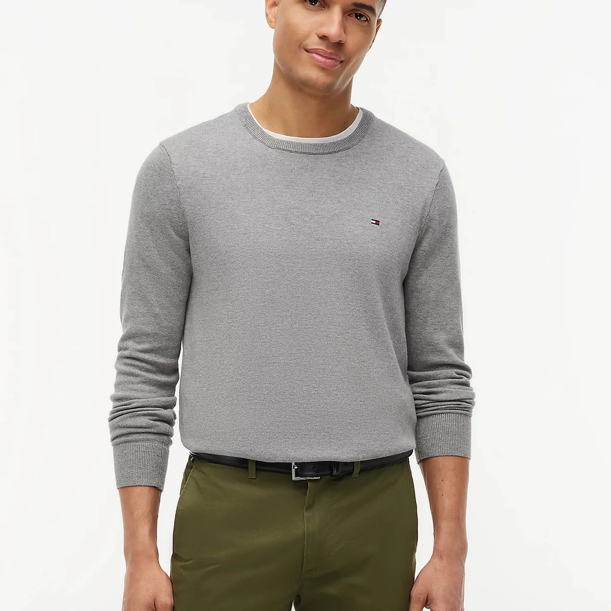 TOMMY HILFIGER - Sweater Básico Signature C-Neck Gris Tommy Hilfiger