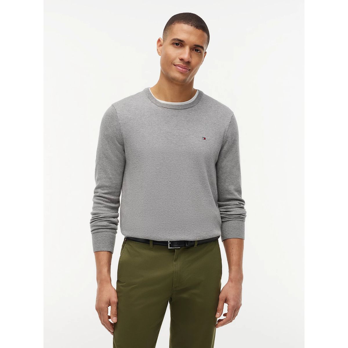 TOMMY HILFIGER - Sweater Básico Signature C-Neck Gris Tommy Hilfiger