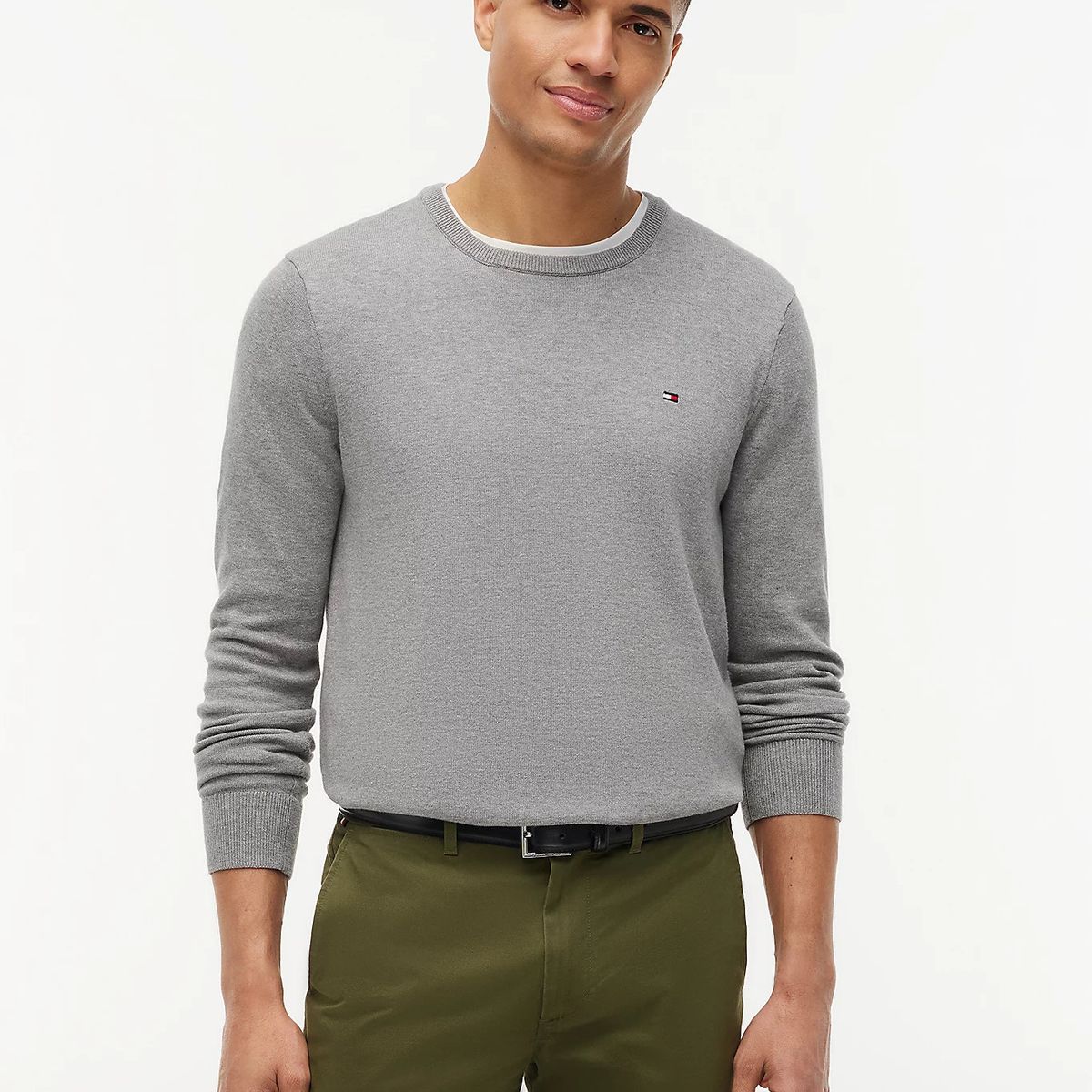 TOMMY HILFIGER - Sweater Básico Signature C-Neck Gris Tommy Hilfiger