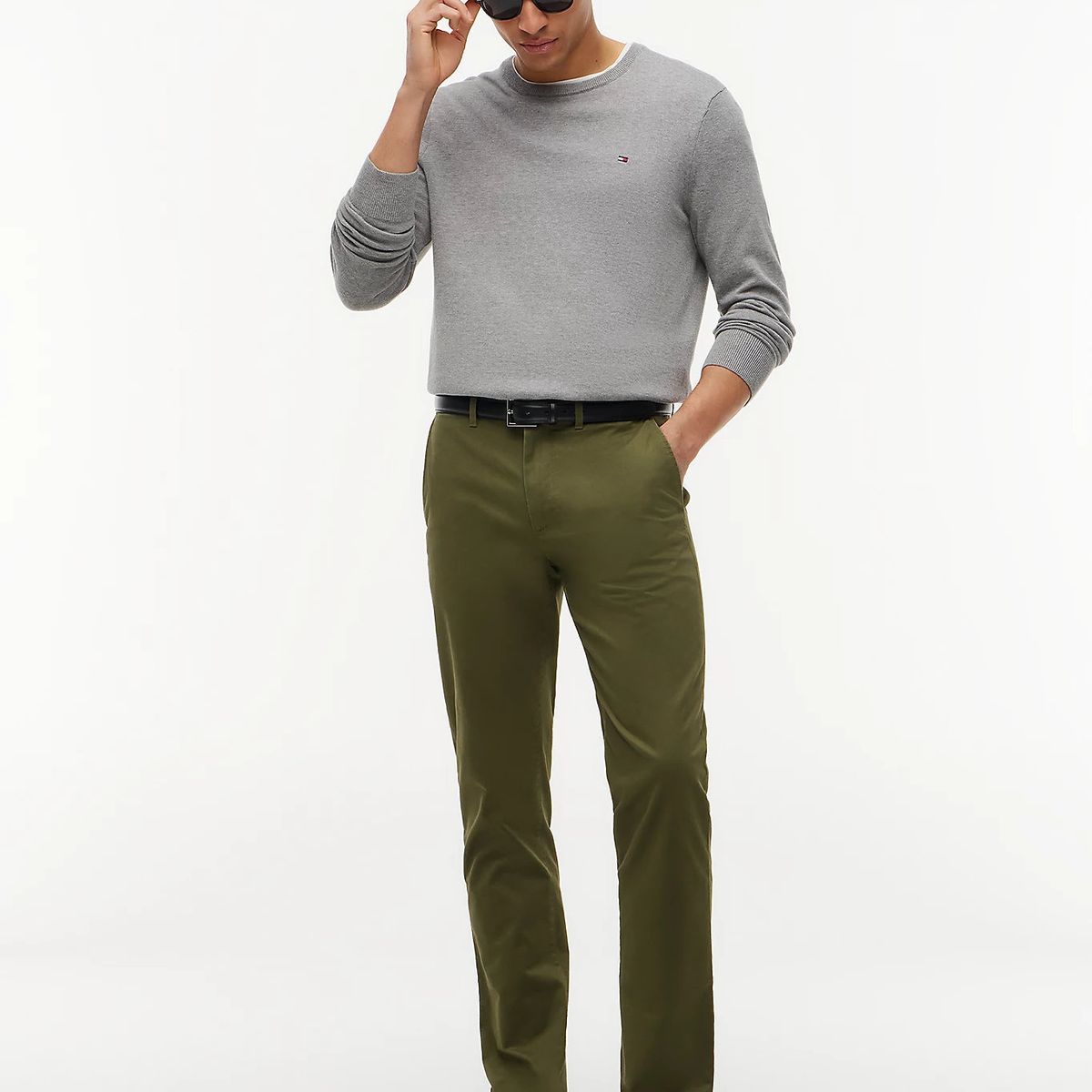 TOMMY HILFIGER - Sweater Básico Signature C-Neck Gris Tommy Hilfiger