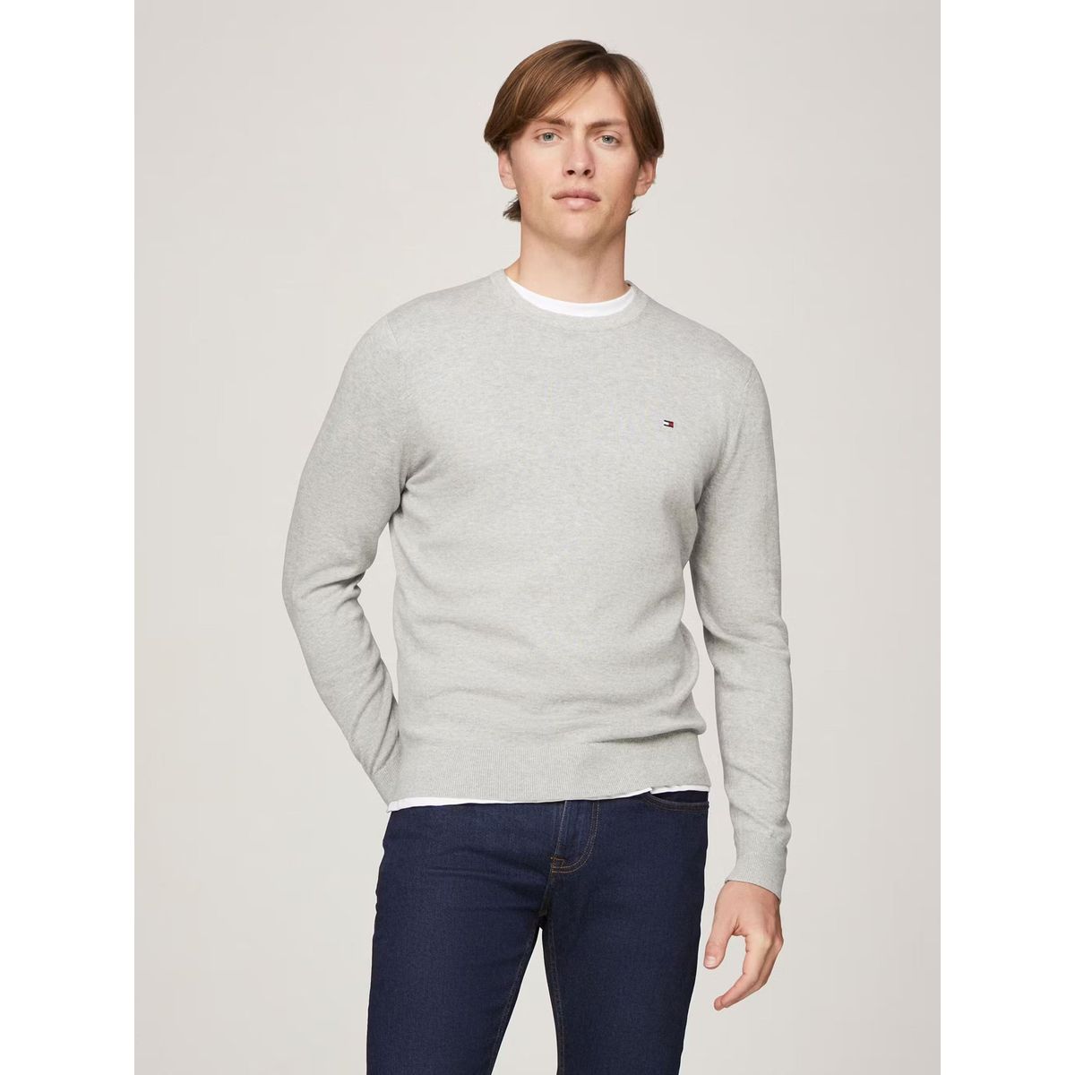 TOMMY HILFIGER - Sweater Básico Signature C-Neck Gris Tommy Hilfiger