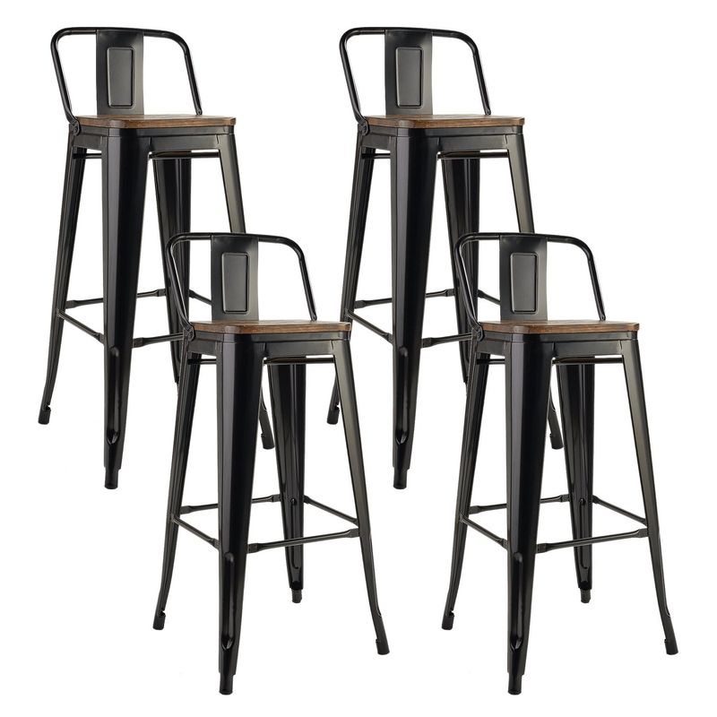 NOVAHUS - Pack 4 Pisos De Bar Tolix Asiento de Madera Negro Novahus