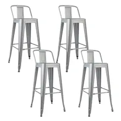 NOVAHUS - PACK DE 4 SILLA ALTA METAL GRIS