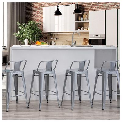 Imagen 2 del producto PACK DE 4 SILLA ALTA METAL GRIS